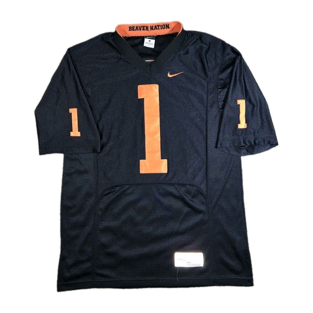Mens Nike Oregon State Beavers Football Jersey #1 Black Large Nylon